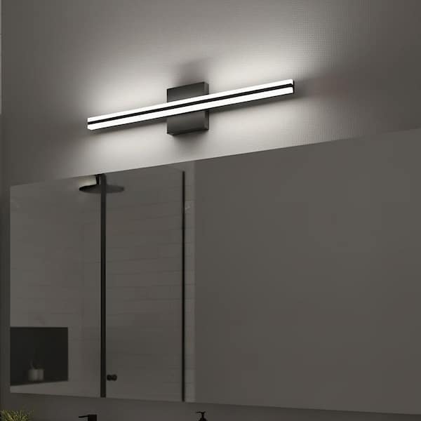 24 in. 1-Light 15W Black Integrated LED Vanity Light, Modern Bathroom Wall Sconce for Mirror and Makeup Lighting