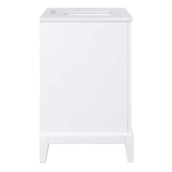 Shaelyn 31 in. Single Sink Sink White Bath Vanity with Cala White Engineered Stone Top (Assembled)