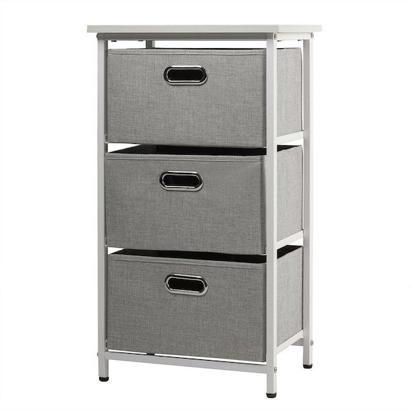 Boyel Living White 3-Drawer Storage Cabinet with Foldable Fabric