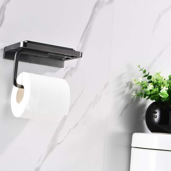 Double Gunmetal Grey Toilet Paper Holder Hotel Matte Black/ Gold
