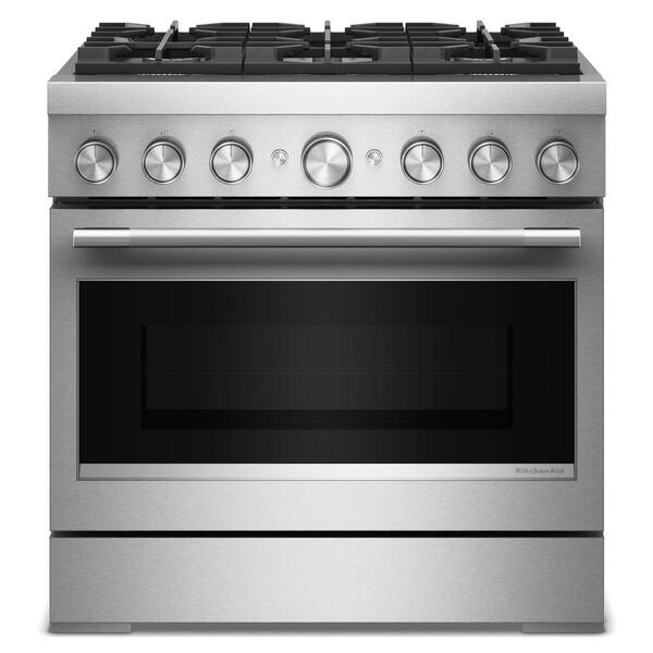 36 in. 6 Burners Freestanding Dual Fuel Range in Stainless Steel with No Preheat Air Fry Mode