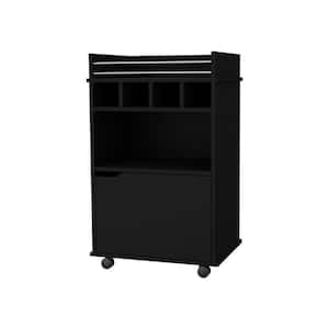 12-Bottle Wine Rack with 1 Shelf, 1 Door and Four Built-in Wine Rack in Black