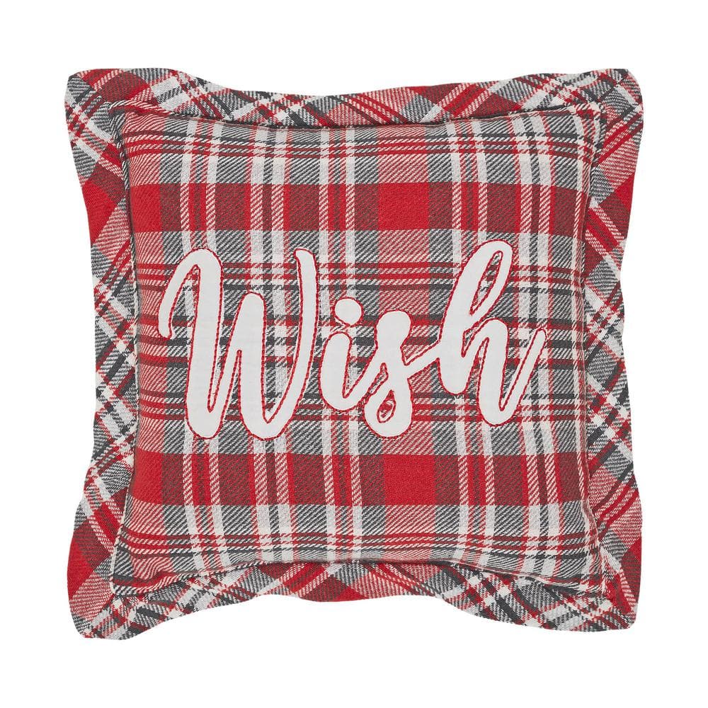 VHC BRANDS Gregor Red Gray White Plaid 12 in. x 12 in. Wish Throw