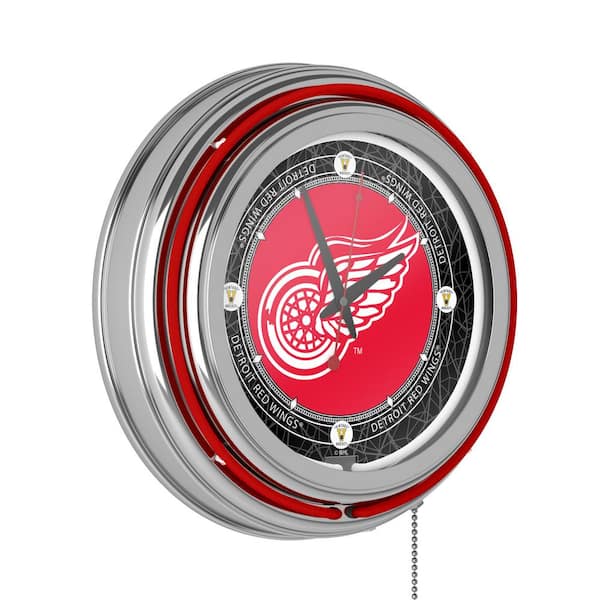 Trademark 14 in. Vintage Detroit Redwings NHL Neon Wall Clock