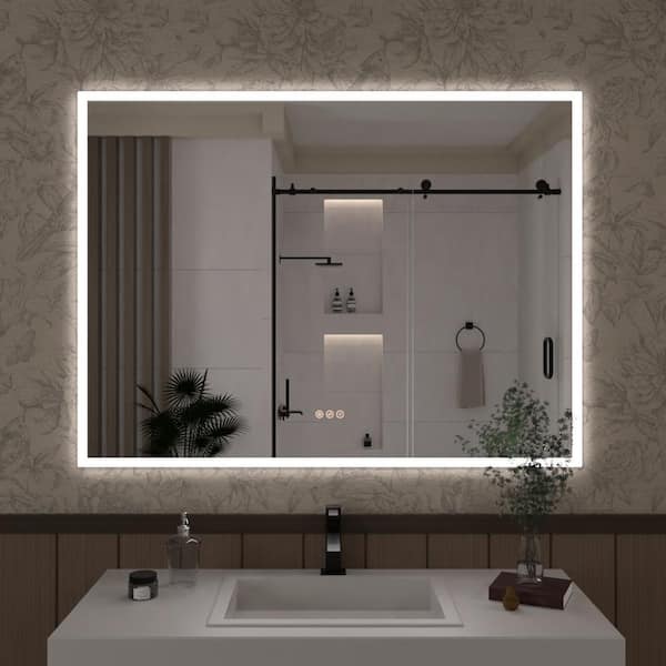 Hermitage Bath Musci 48 in. W x 36 in. H Rectangular Frameless LED Wall ...