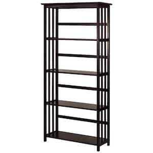 63 in. Espresso Wood 4-shelf Etagere Bookcase with Open Back