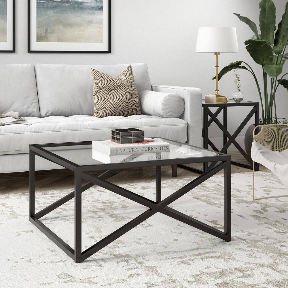 Calix 32'' Blackened Bronze Square Glass Coffee Table