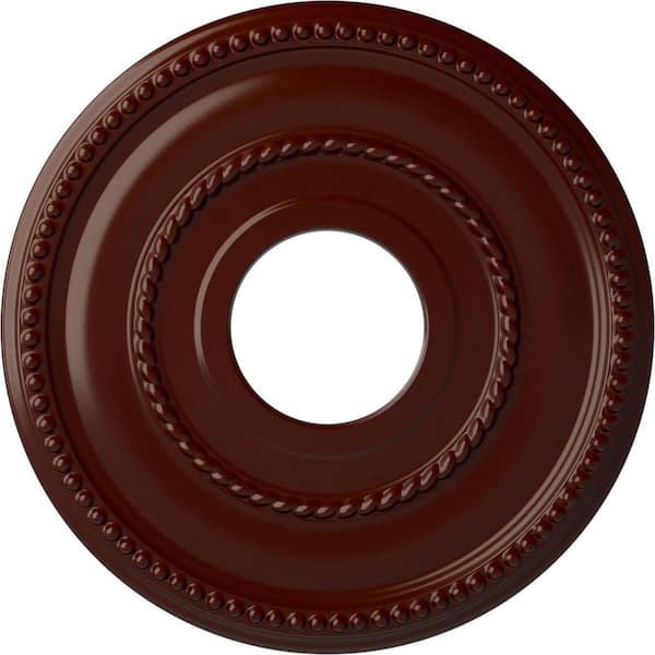 Ekena Millwork 3/4" x 12-1/8" x 12-1/8" Polyurethane Valeriano Ceiling Medallion, Brushed Mahogany