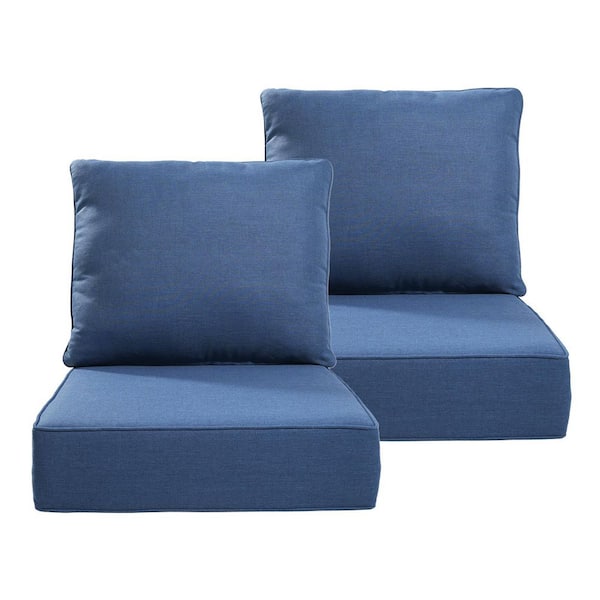 24  in. x 24  in.4-Piece Replacement Outdoor Lounge Chair, Sectional, Couch Cushion in Blue