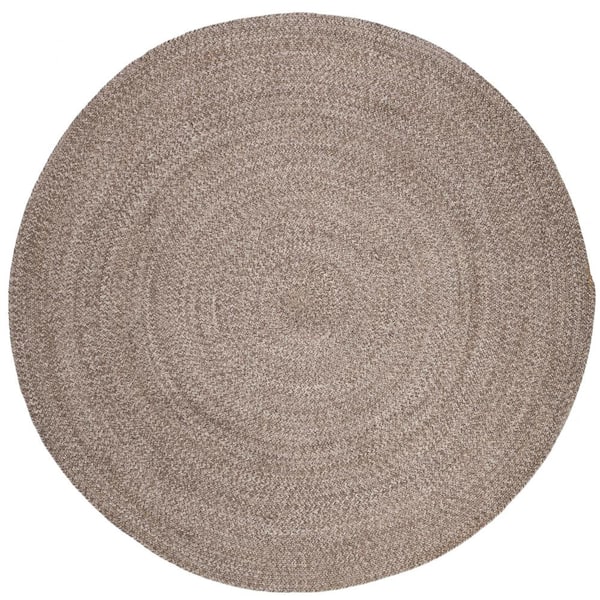 Braided Ivory/Beige 10 ft. x 10 ft. Round Solid Area Rug