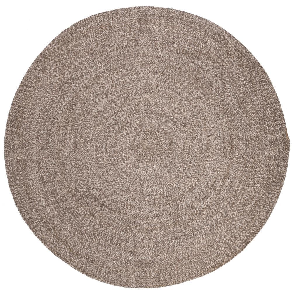 SAFAVIEH Braided Ivory/Beige 9 ft. x 9 ft. Round Solid Area Rug