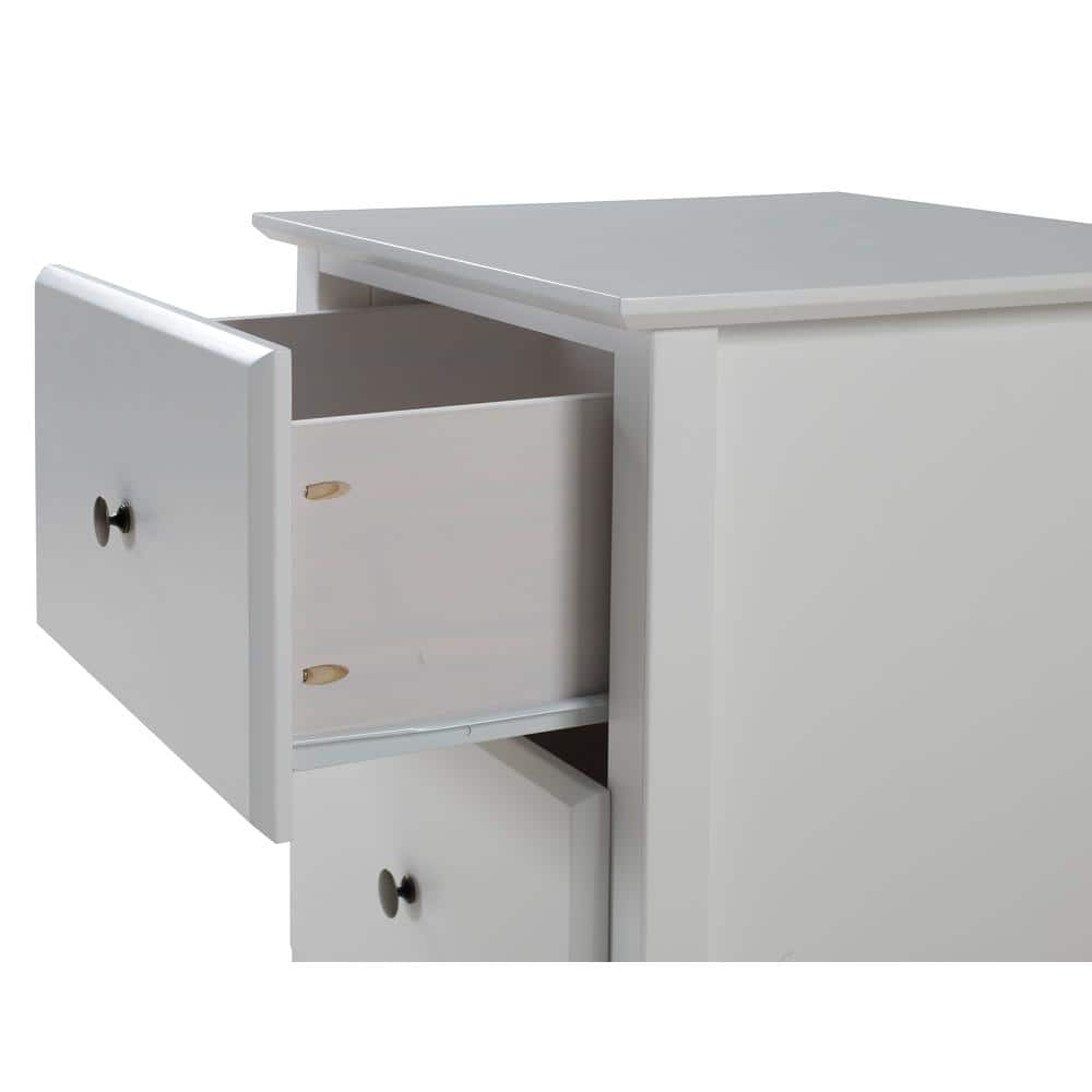 Shaker Style White Pine 2-Drawer Nightstand with Antique Knobs