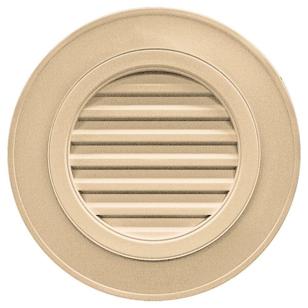 Builders Edge 28 in. x 28 in. Round Beige/Bisque Plastic Weather Resistant Gable Louver Vent