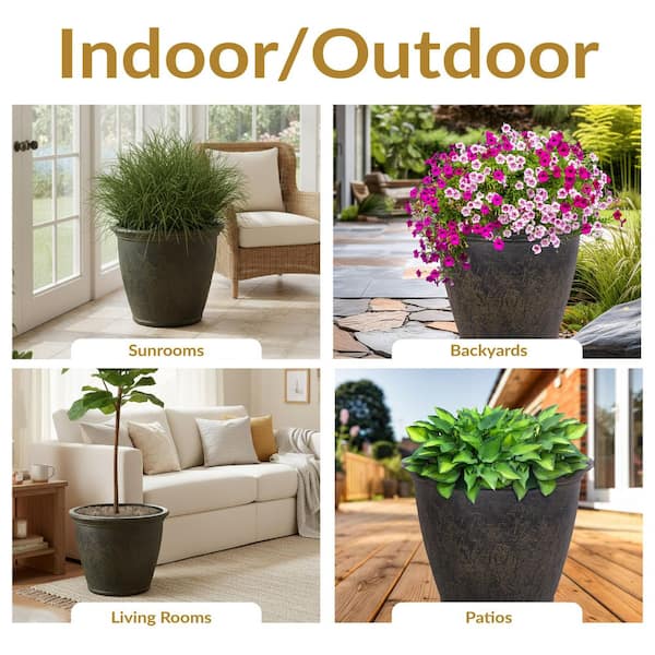 Sunnydaze Anjelica 24 in. Sable Single Outdoor Resin Flower Pot