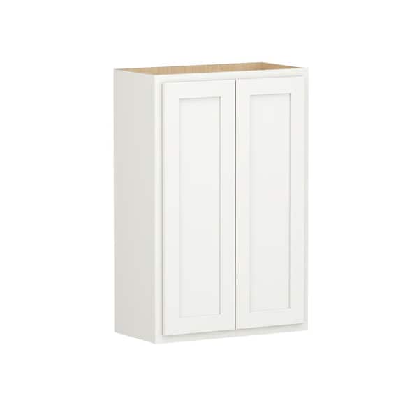 SIMPLY WOODMARK PRO Shaker Partial Overlay 24 in. W x 12 in. D x 36 in. H Plywood Assembled Wall Kitchen Cabinet in Linen White