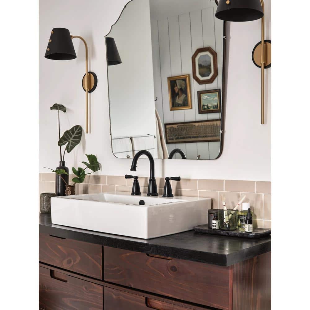 Matte Black Traditional Widespread Bathroom Sink Faucet