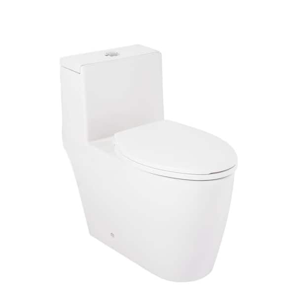 Sitka 12 in. 1-piece 1.28. GPF Single Flush Elongated Toilet in White Seat Included