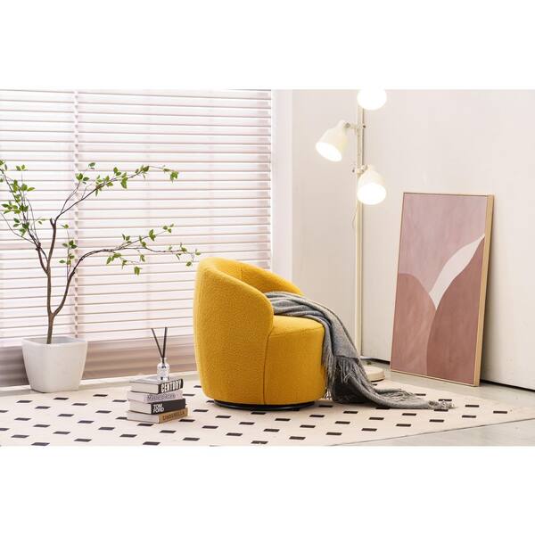 Contemporary Yellow Foam Fabric Metal Accent Chair w/Donut Shape