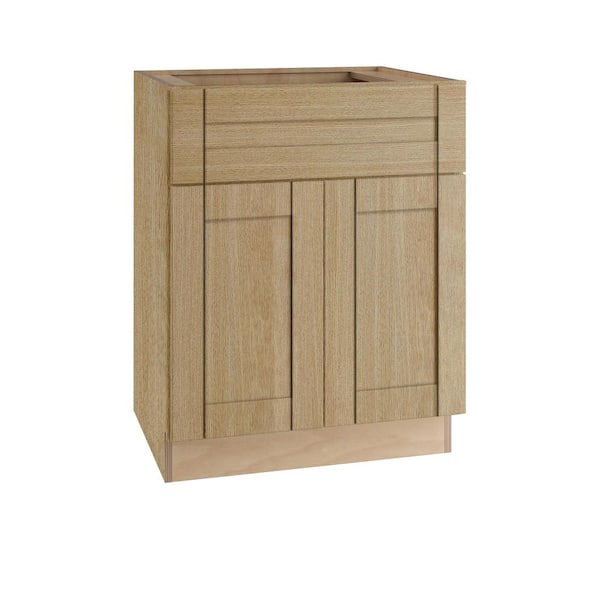 Home Decorators Collection Washington 27 in. W x 24 in. D x 34.5 in. H Assembled Plywood Sink Base Kitchen Cabinet in Oak with Soft Close Doors
