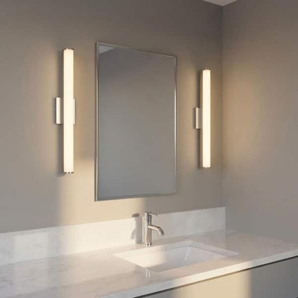 Cavitt 24 in. W x 3 in. H Brushed Nickel Modern LED Indoor Dimmable Bathroom Vanity Light Bar with Acrylic Diffuser