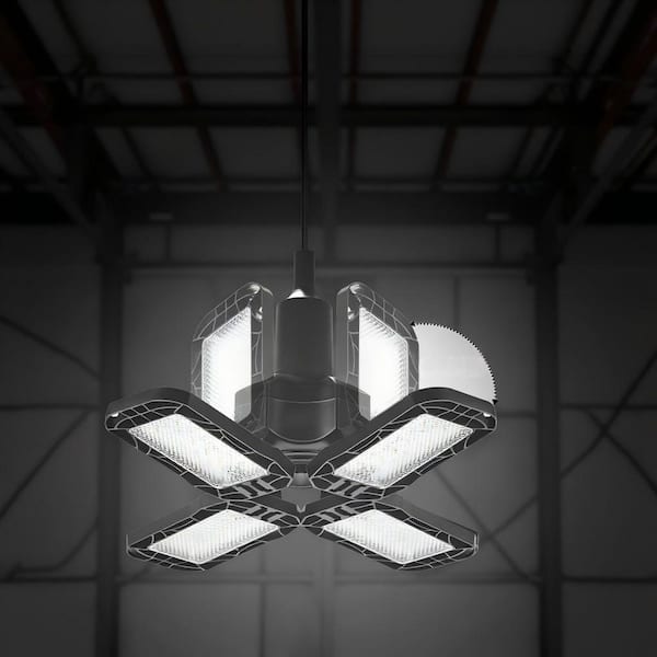 12 in. Industrial Black Integrated LED Flush Mount 6000K Daylight for Garage or Workshop 2 Pack