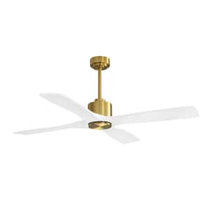 54 in. Indoor Ceiling Fan for Bedroom or Living Room, Gold and White