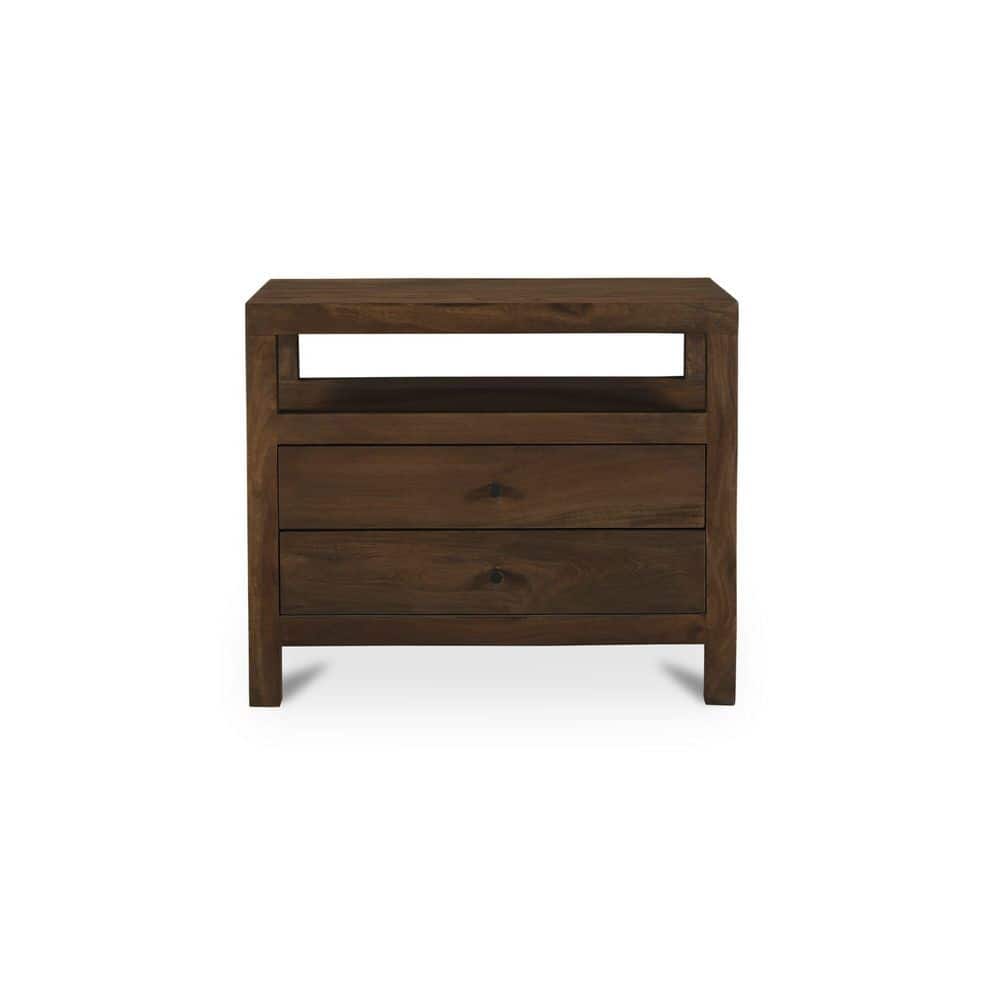 Tindall Dark Brown 31 in. W 2-Drawer Nightstand