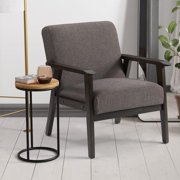 CorLiving Greyson Charcoal Brown Wood Armchair LTS-101-C - The Home Depot