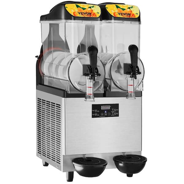 VEVOR 2 x 405 oz. Commercial Slush Machine Margarita Smoothie Frozen Drink 900W Stainless Steel Snow Cone Machine