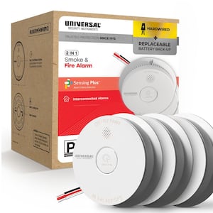 (3-Pack) Hardwired and 1-Year Replaceable Battery Backup Smoke Detector with Photoelectric Sensor