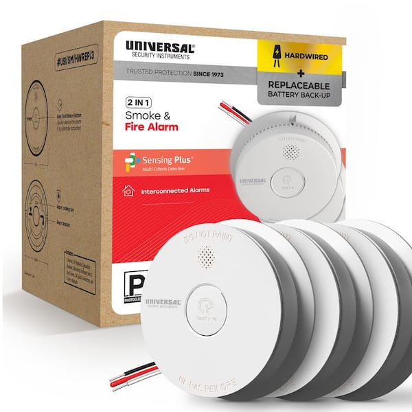 (3-Pack) Hardwired and 1-Year Replaceable Battery Backup Smoke Detector with Photoelectric Sensor