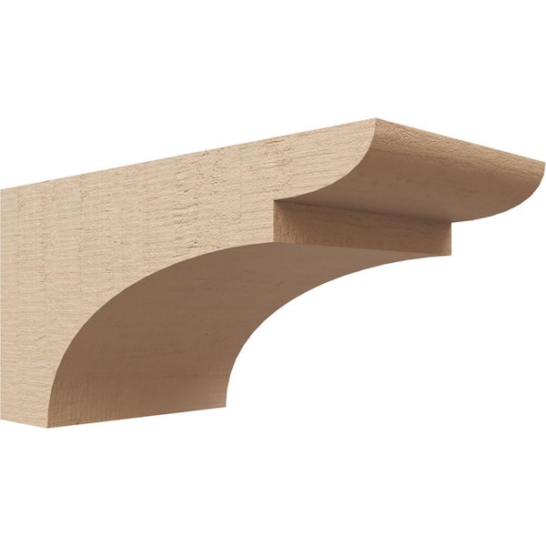 Ekena Millwork 4 in. x 4 in. x 8 in. Series 3 Wide Yorktown Rough Cedar Woodgrain Timberthane Polyurethane Corbel, Primed Tan