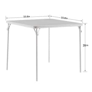 Folding Card Table 33.8 in. Portable Square Gray Metal Desk with Collapsible Legs and Vinyl Upholstery