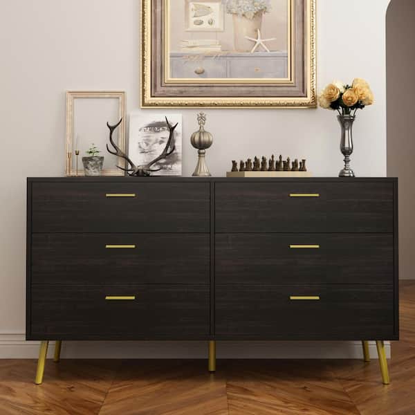 Corby 6 - Drawer Accent Cabinet Sand & Stable Color: Black