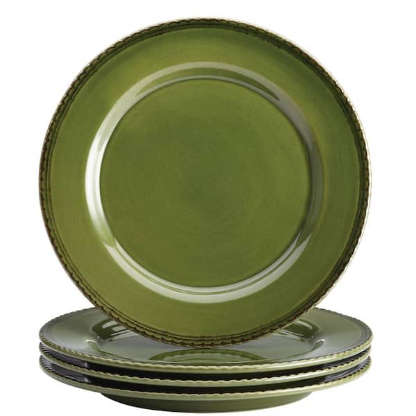 BonJour Dinnerware Sierra Pine 4-Piece Stoneware Dinner Plate Set in Forest