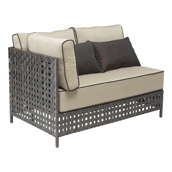 ZUO Pinery Beige Long Right Corner Patio Chaise Lounge with Beige Cushion
