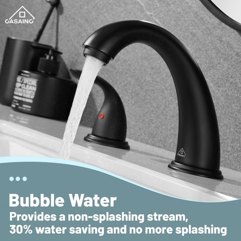Matte Black Stainless Steel 2-Handle Widespread Bathroom Faucet