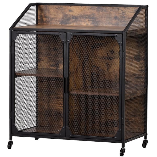 Unbranded Distressed Brown Kitchen Cart with Shelf