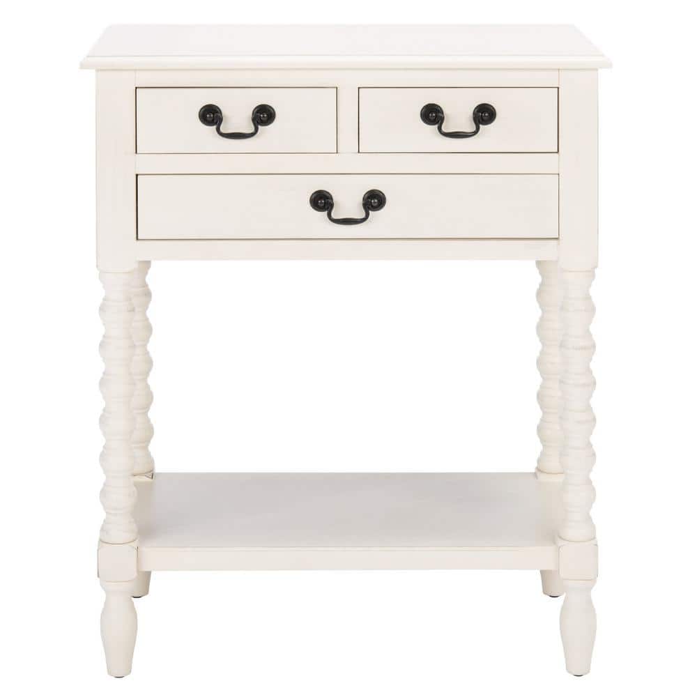 Athena 3-Drawer Rustic White Wood Console Table