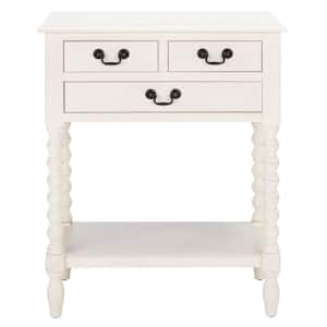 Athena 3-Drawer Rustic White Wood Console Table