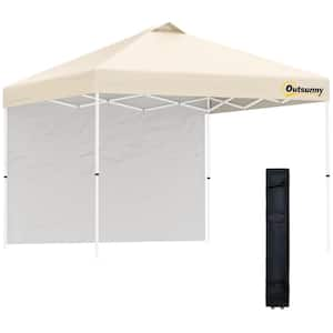 10 ft. x 10 ft. Pop-Up Canopy Tent with 1 Removable Sidewall, Commercial Instant Sun Shelter, Tents for Parties in Beige