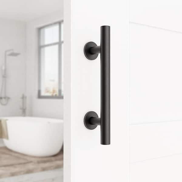 WINSOON 12 in. L Sliding Barn Door Handle and 4.8 in. Barn Door Floor Guide  (1 x Door Handle, 2 x Floor Guide) GCM5587 - The Home Depot