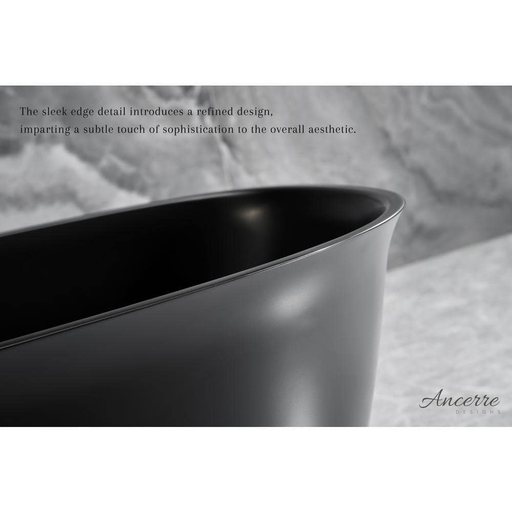 Fiore 67'' Matte Black Acrylic Freestanding Bathtub