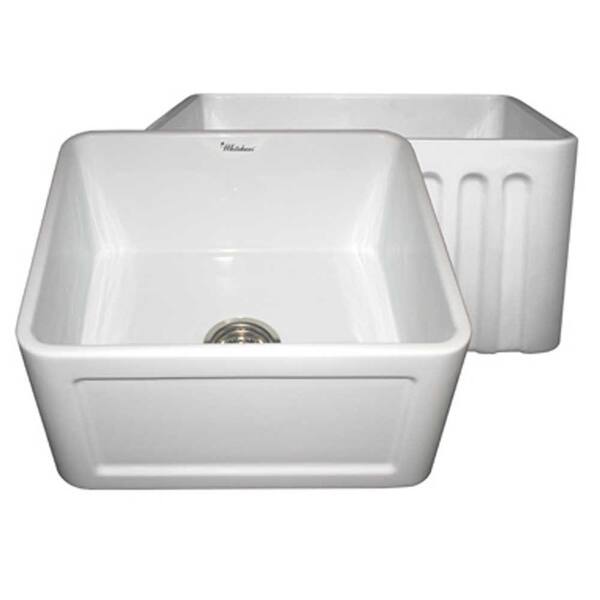 Whitehaus Collection Reversible Concave Farmhaus Series Farmhouse Apron Front Fireclay 20 in. Single Bowl Kitchen Sink in White