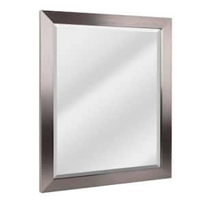 28 in. x 22 in. Brushed Nickel Metal Rectangular Framed Beveled Wall Mirror