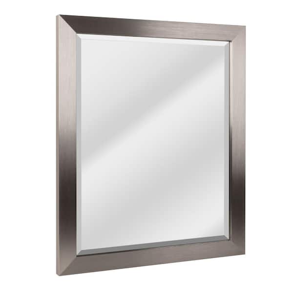 Head West 28 in. x 22 in. Brushed Nickel Metal Rectangular Framed Beveled Wall Mirror