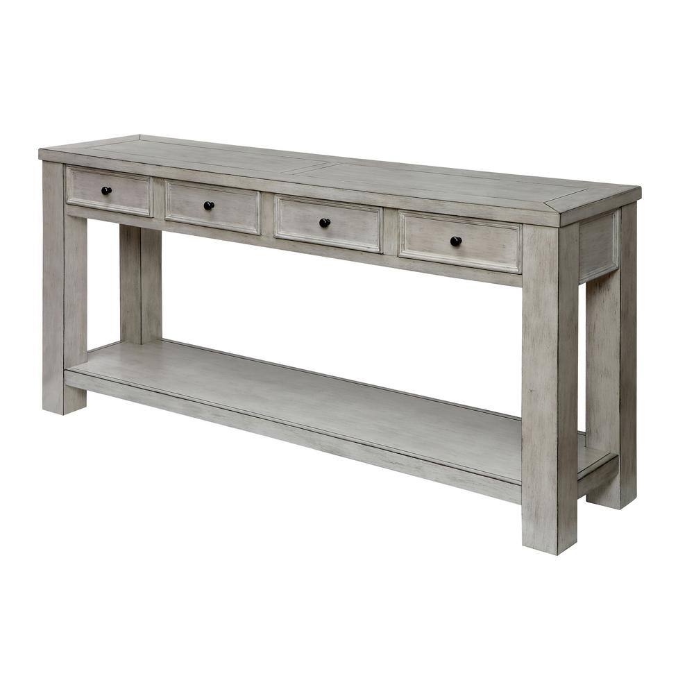Furniture Of America Alexis 64 In Antique White Standard Rectangle Wood Console Table With Drawers Idf 4327wh S The Home Depot Standard Rectangle Wood Console Table, White Wood Console Table With Drawers
