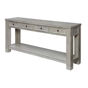 Alexis 64 in. Antique White Standard Rectangle Wood Console Table with Drawers