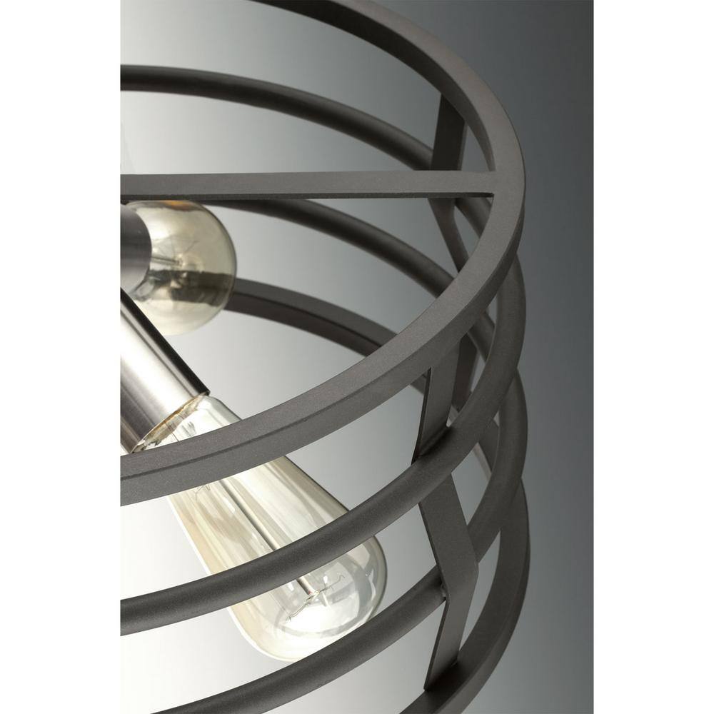 Industrial Black and Brushed Nickel 4-Light Drum Pendant