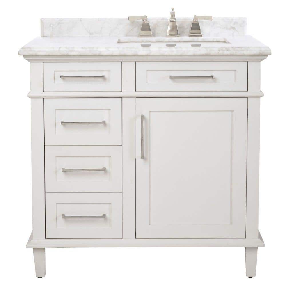 home decorators collection sonoma 36 in w x 22 in d bath vanity in white with carrara marble top with white sinks 8105100410 the home depot